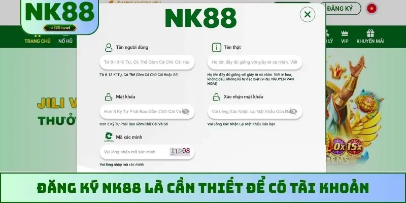 Đăng ký NK88 là cần thiết để có tài khoản