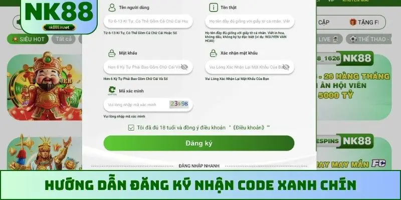 Hướng dẫn đăng ký nhận code xanh chín