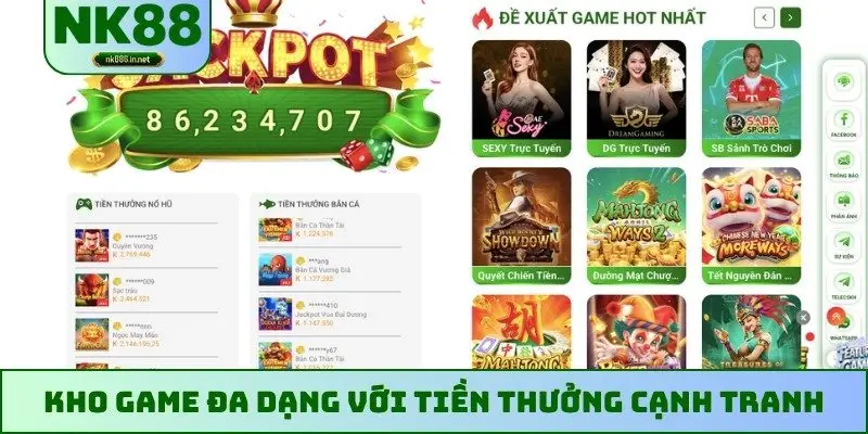 Kho game đa dạng với tiền thưởng cạnh tranh
