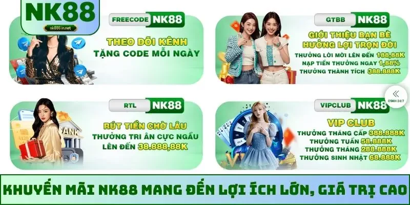 Khuyến mãi NK88 mang đến lợi ích lớn, giá trị cao